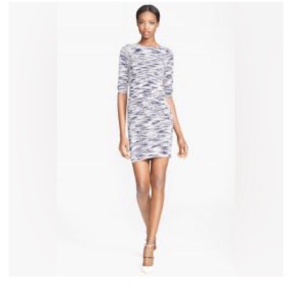 Alice + Olivia Knit Sweater Dress Women XS Navy White Bodycon Quiet Luxury